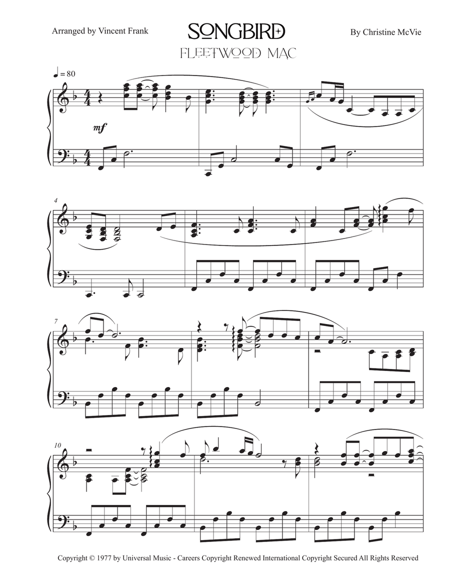 Songbird Piano Solo scores gallery preview page 2