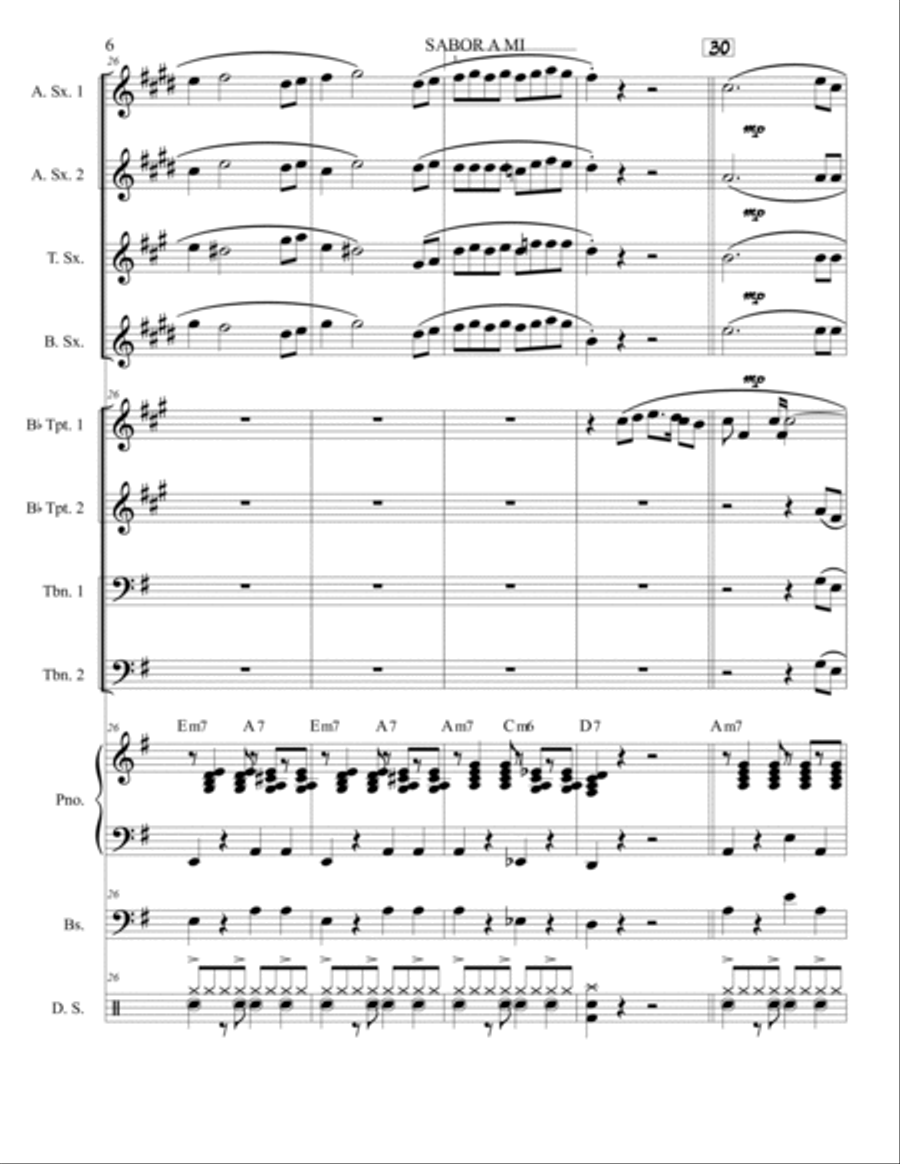 Sabor A Mi (be True To Me) Jazz Ensemble scores gallery preview page 6