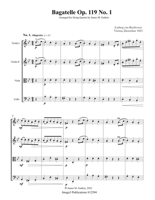 Book cover for Beethoven: Bagatelle Op. 119 No. 1 for String Quartet