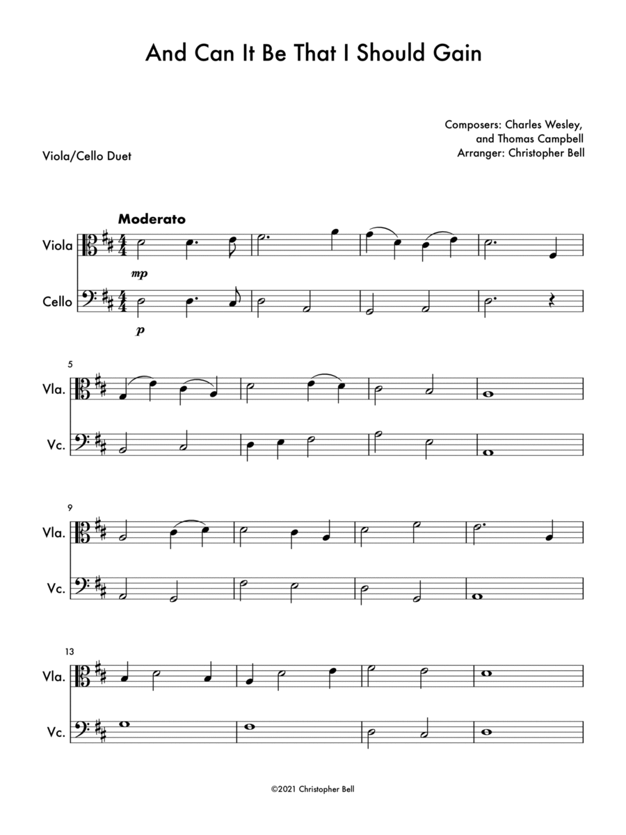 And Can It Be That I Should Gain - Viola/Cello Duet String Duet scores gallery preview page 1
