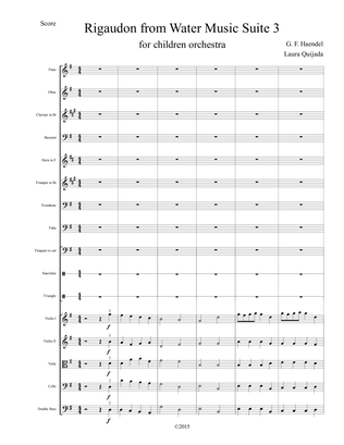 Rigaudon from Water Music Suite 3, abridged. SCORE, SECTIONS' SCORES, PARTS.