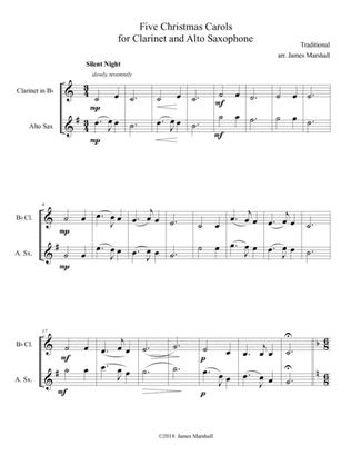 Five Christmas Carols for Clarinet and Alto Saxophone
