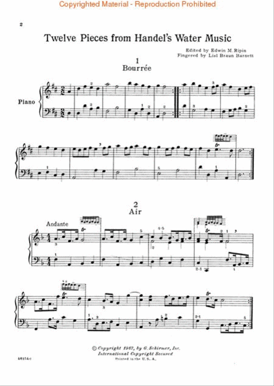 12 Pieces from Water Music Piano Solo scores gallery preview page 2