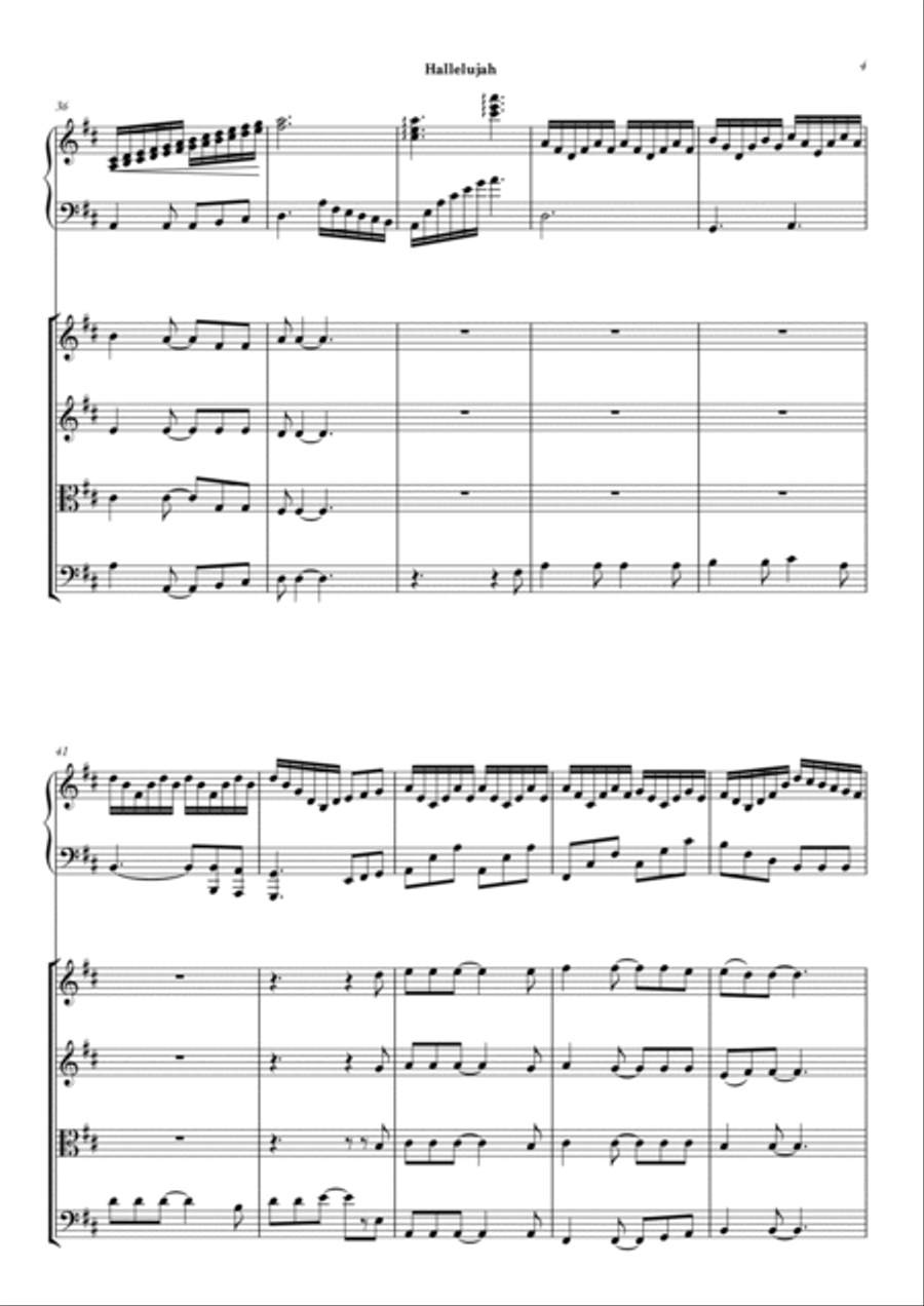 Hallelujah Piano Quintet scores gallery preview page 5