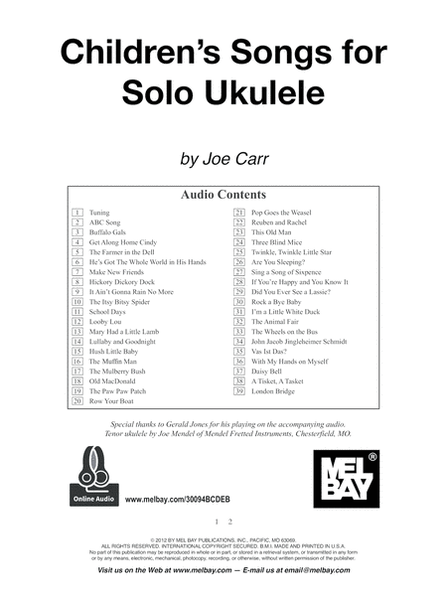 Children's Songs for Solo Ukulele image number null