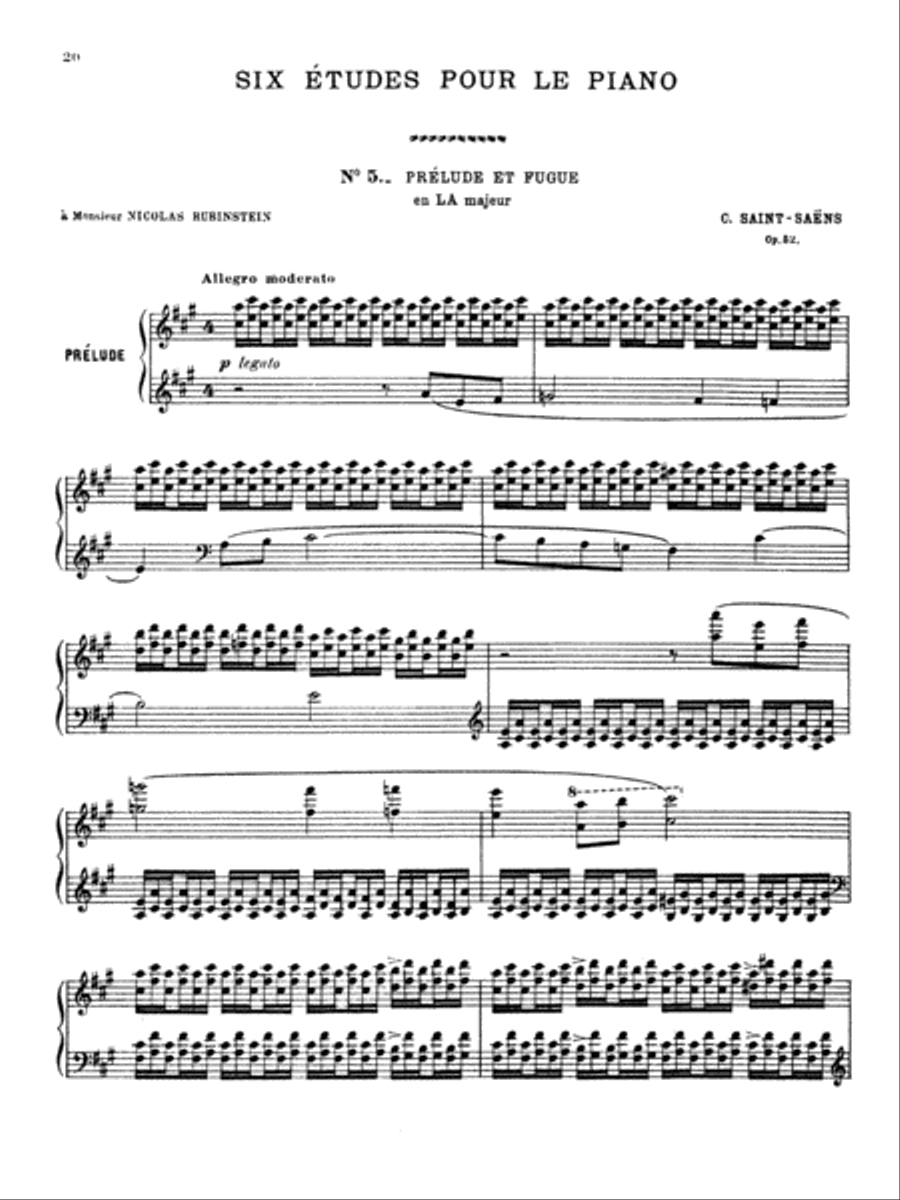 Saint-Saëns: Six Etudes, Op. 52 Piano Method scores gallery preview page 1