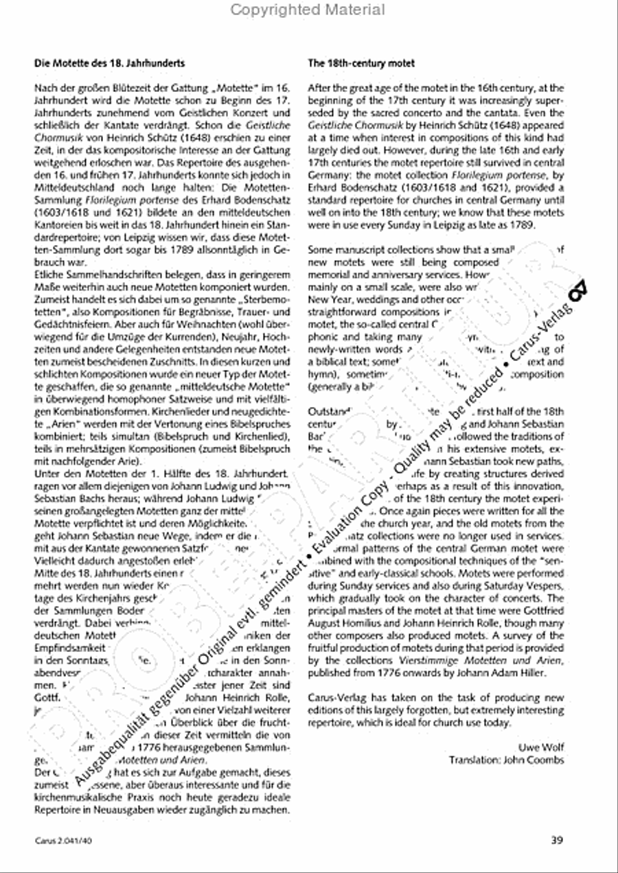 Motets and arias for choirs collected and edited by Johann Adam Hiller, vol. 4 Voice Solo scores gallery preview page 40