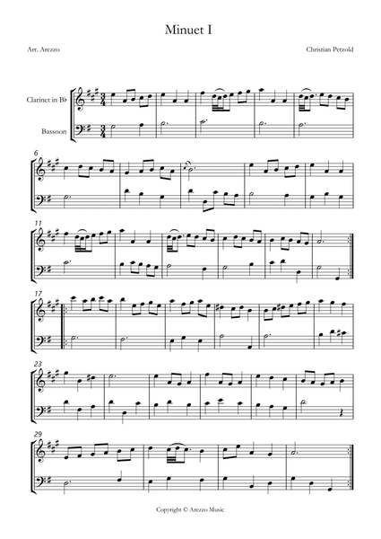 bach bwv anh 114 minuet in g Clarinet and Bassoon sheet music with ornaments image number null
