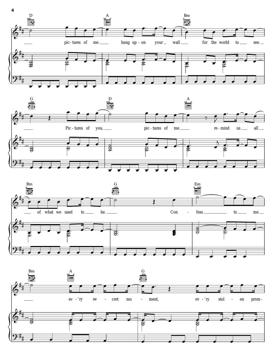 Pictures Of You Pictures Of You Piano, Vocal, Guitar scores gallery preview page 4