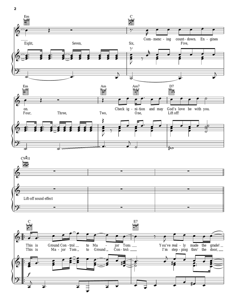 Space Oddity Acoustic Guitar scores gallery preview page 2