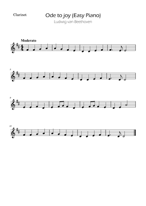 Ode To Joy - Easy Clarinet