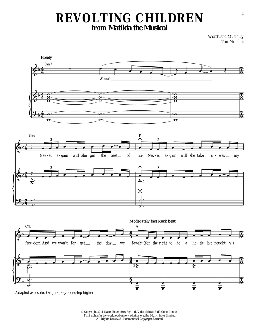 Revolting Children Revolting Children Piano, Vocal scores gallery preview page 1