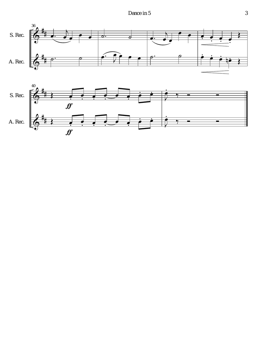 Dance in 5 for descant and alto recorders Soprano Recorder scores gallery preview page 3