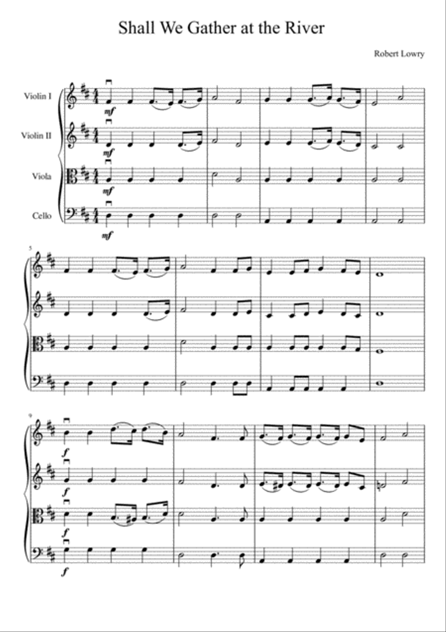 Shall We Gather at the River String Quartet scores gallery preview page 2