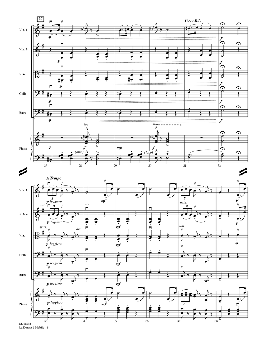 La Donna e Mobile (from Rigoletto) - Full Score Orchestra scores gallery preview page 4