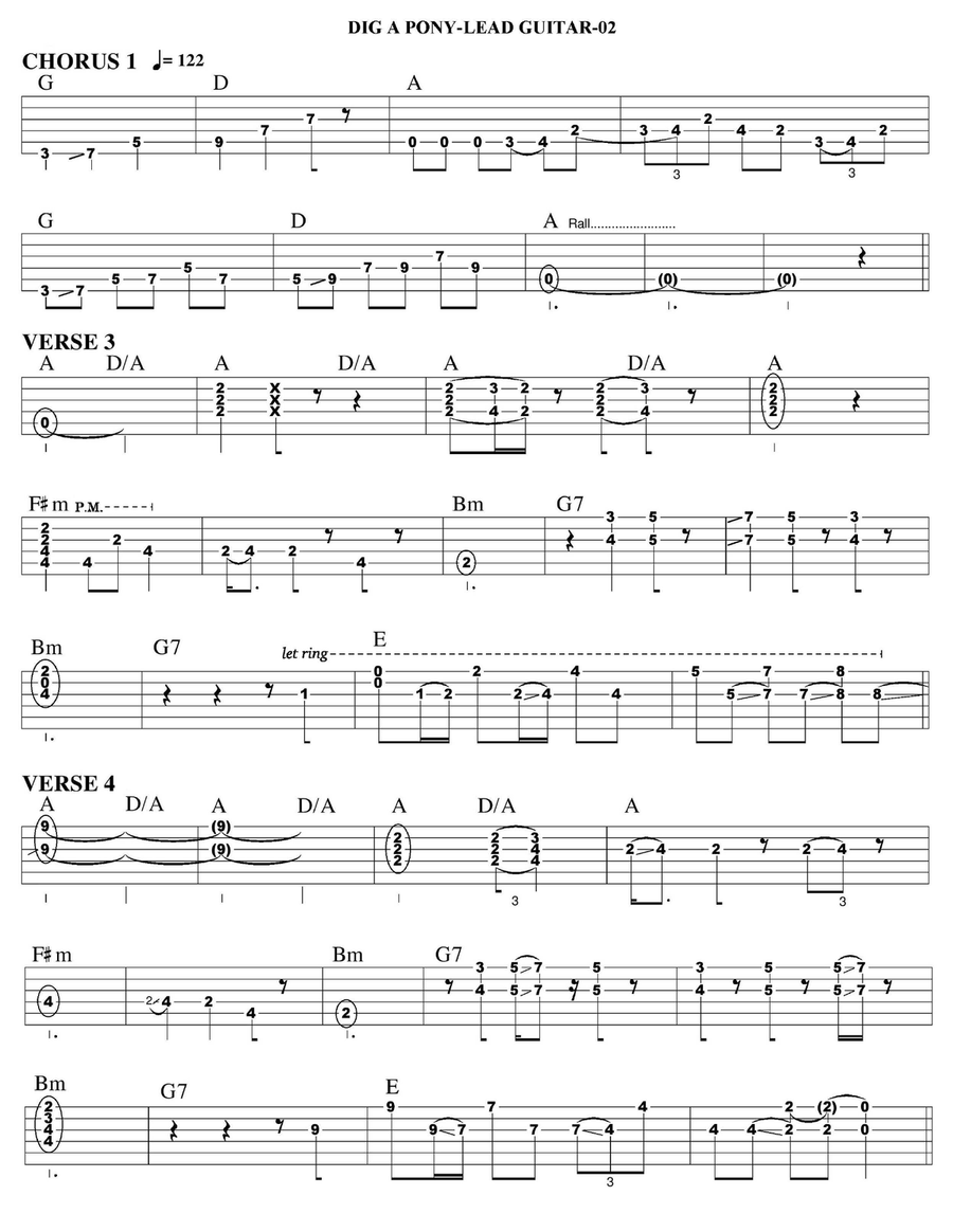 Dig A Pony Guitar Tablature scores gallery preview page 2