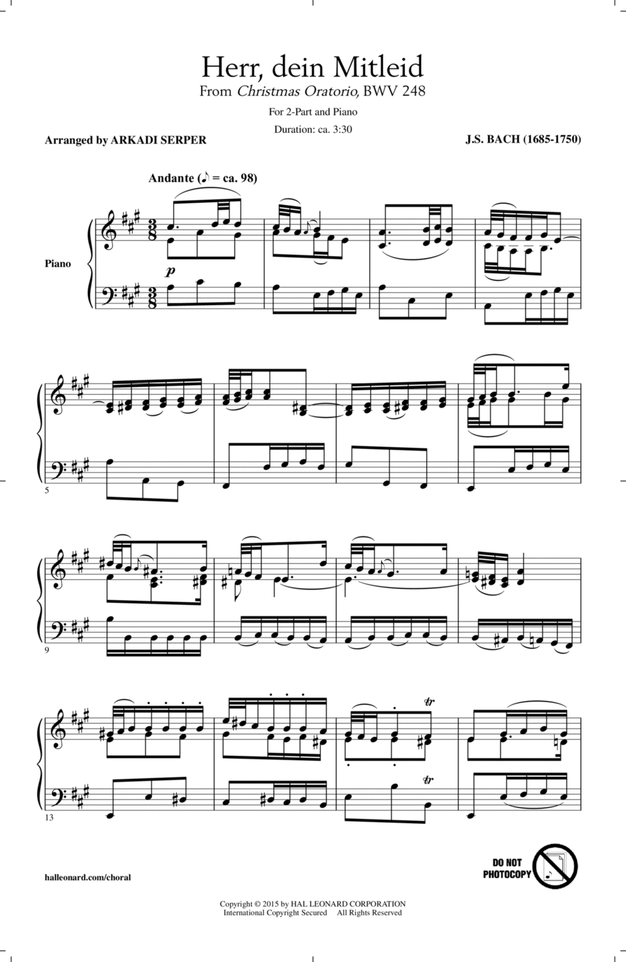 Herr, Dein Mitleid (arr. Arkadi Serper) 2-Part scores gallery preview page 1