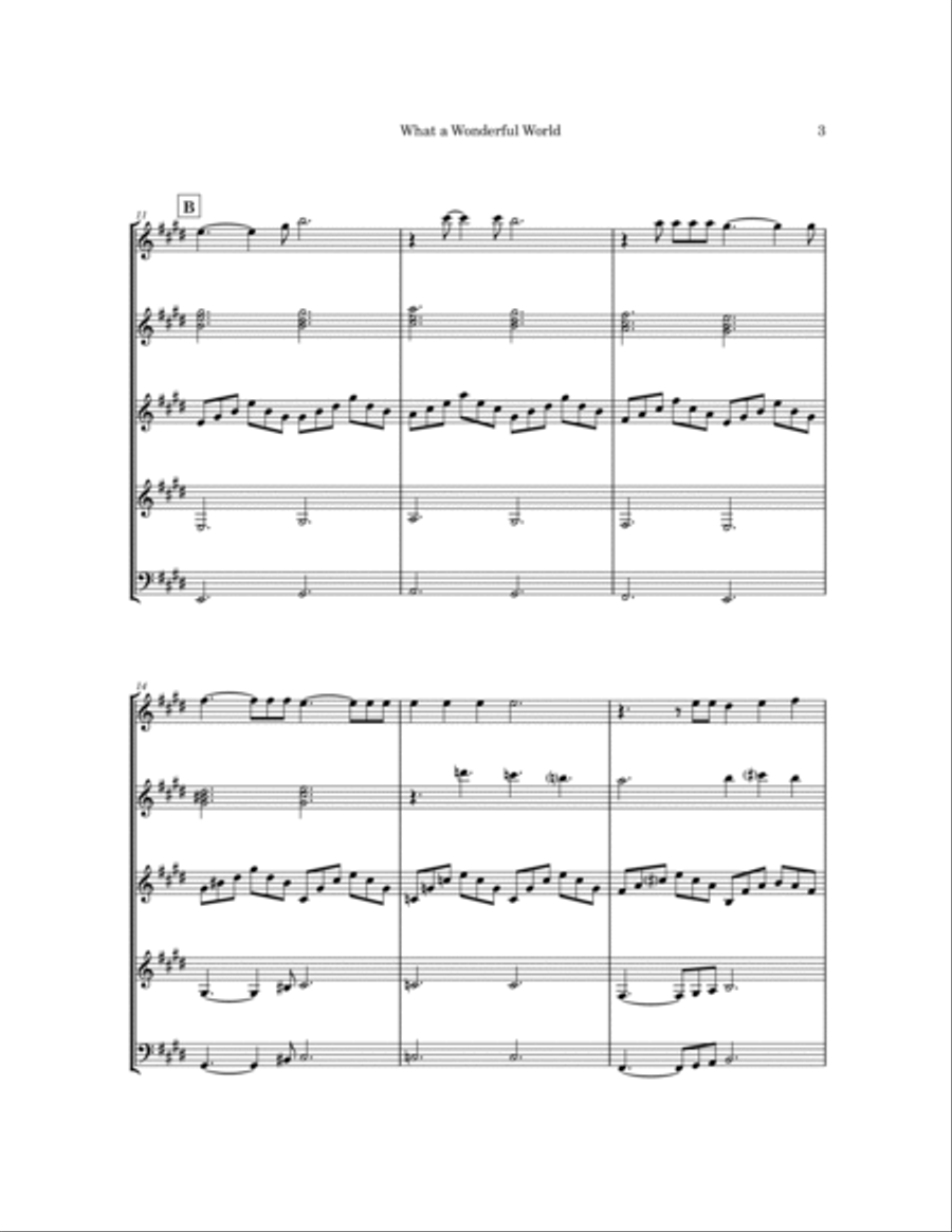 What A Wonderful World Guitar Ensemble scores gallery preview page 6