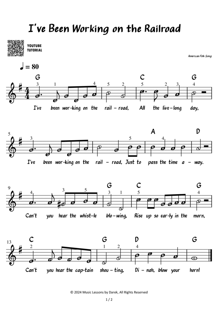 I've Been Working on the Railroad – American Folk Song [VERY EASY] image number null