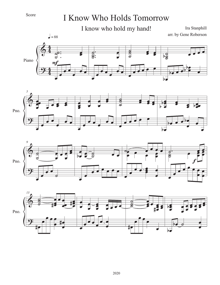 I Know Who Holds Tomorrow Piano Solo scores gallery preview page 2