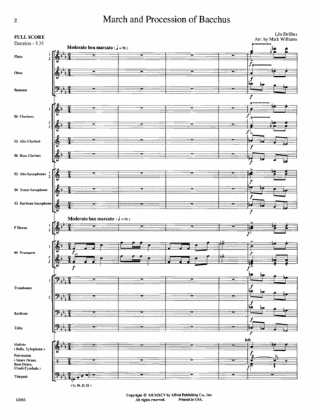 March and Procession of Bacchus: Score