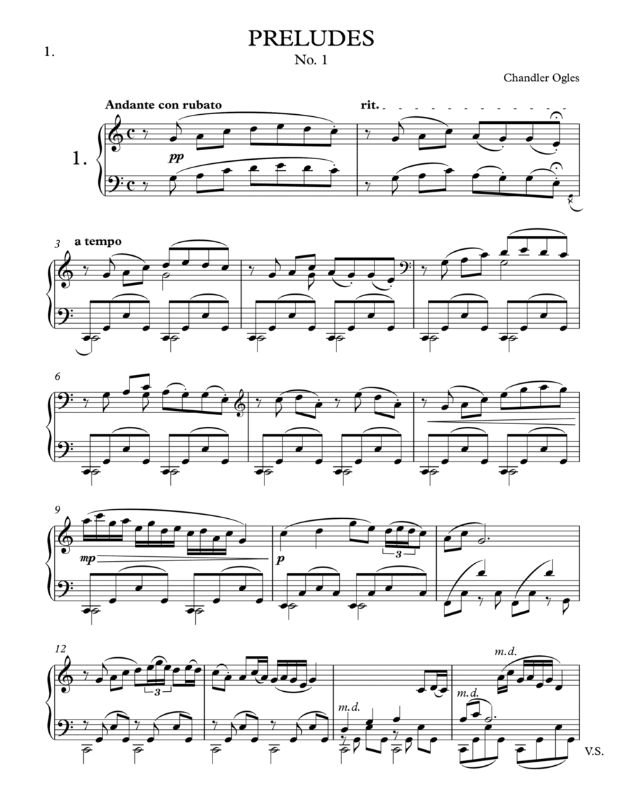 Preludes, No. 1 Piano Solo scores gallery preview page 1