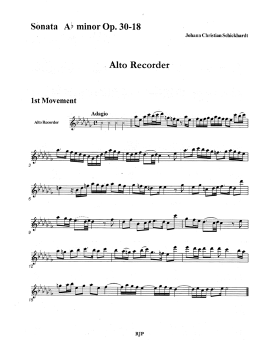 Sonata in A-flat minor, Op. 30, no. 18 Alto Recorder scores gallery preview page 2
