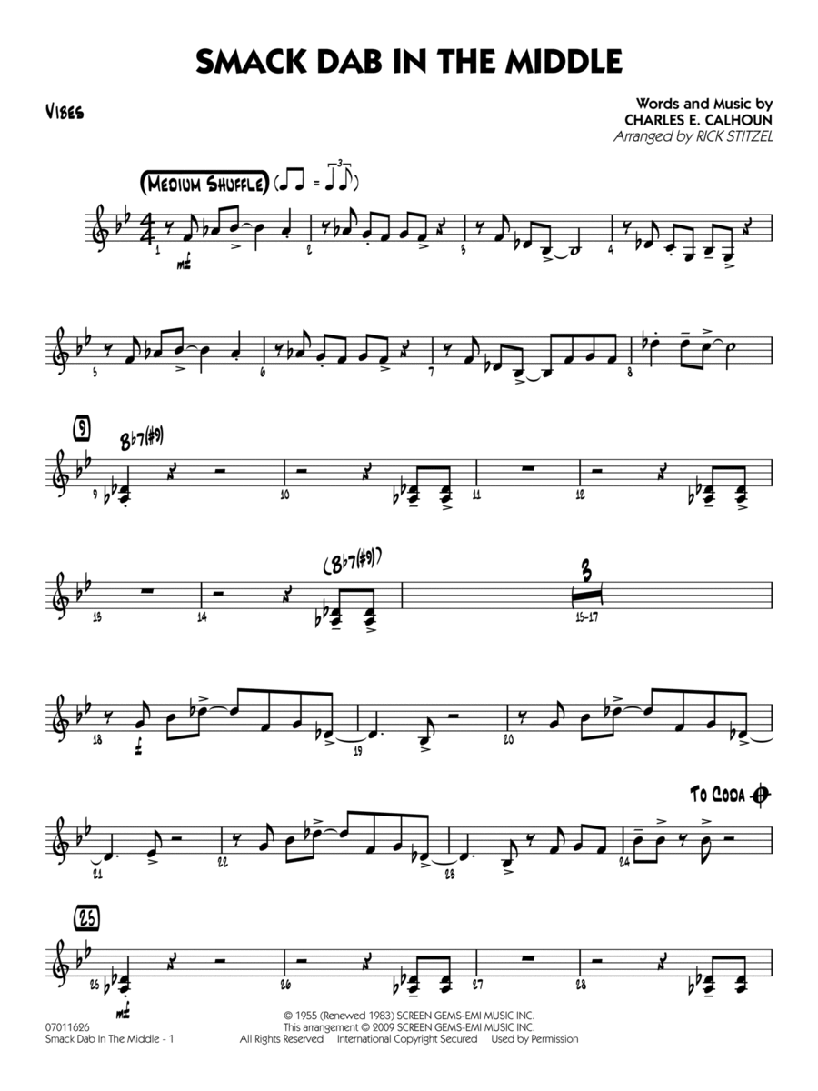 Smack Dab In The Middle - Vibes Jazz Ensemble scores gallery preview page 1