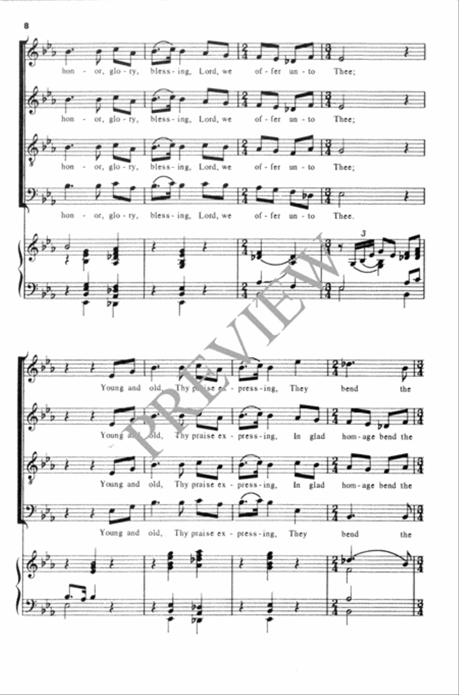 Praise the Lord! Ye Heavens, Adore Him 4-Part scores gallery preview page 9