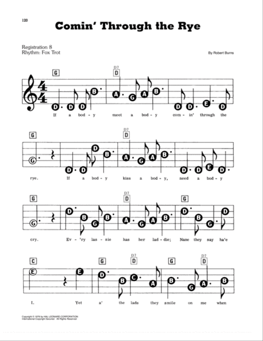 Comin' Through The Rye Electronic Keyboard scores gallery preview page 1