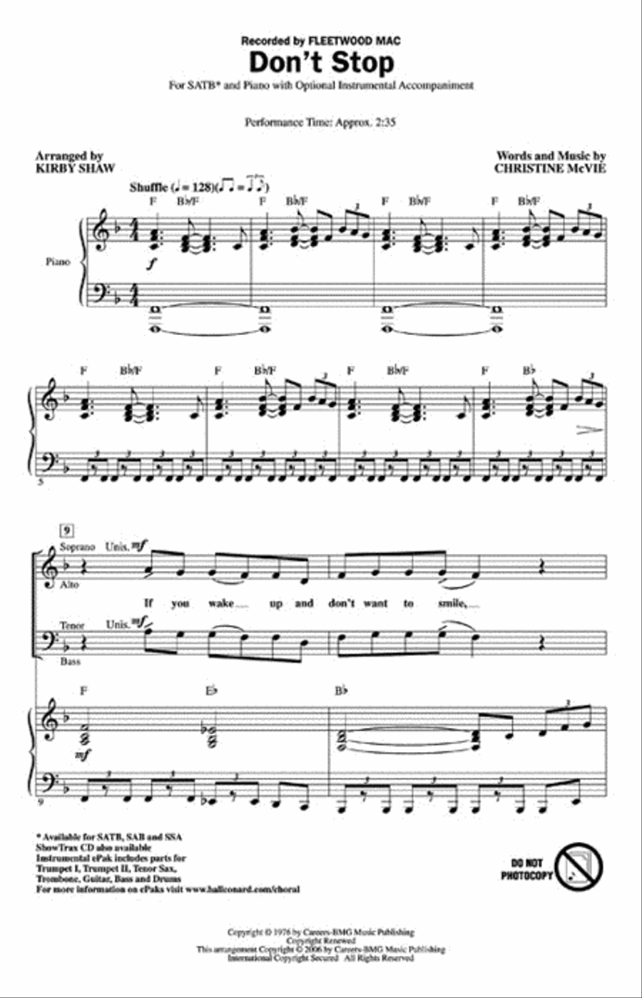 Don't Stop 4-Part scores gallery preview page 2