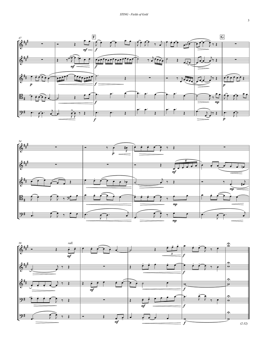 Fields Of Gold Brass Quintet scores gallery preview page 3