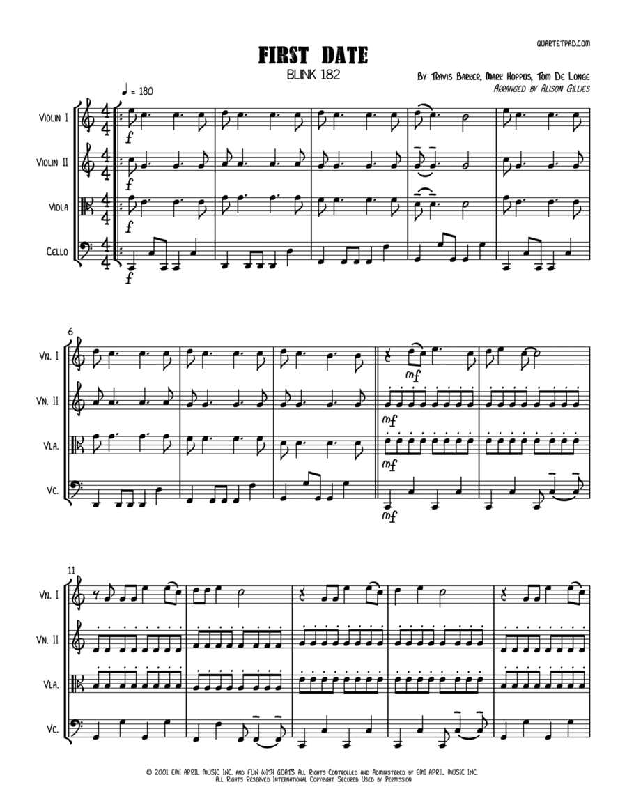First Date String Quartet scores gallery preview page 1