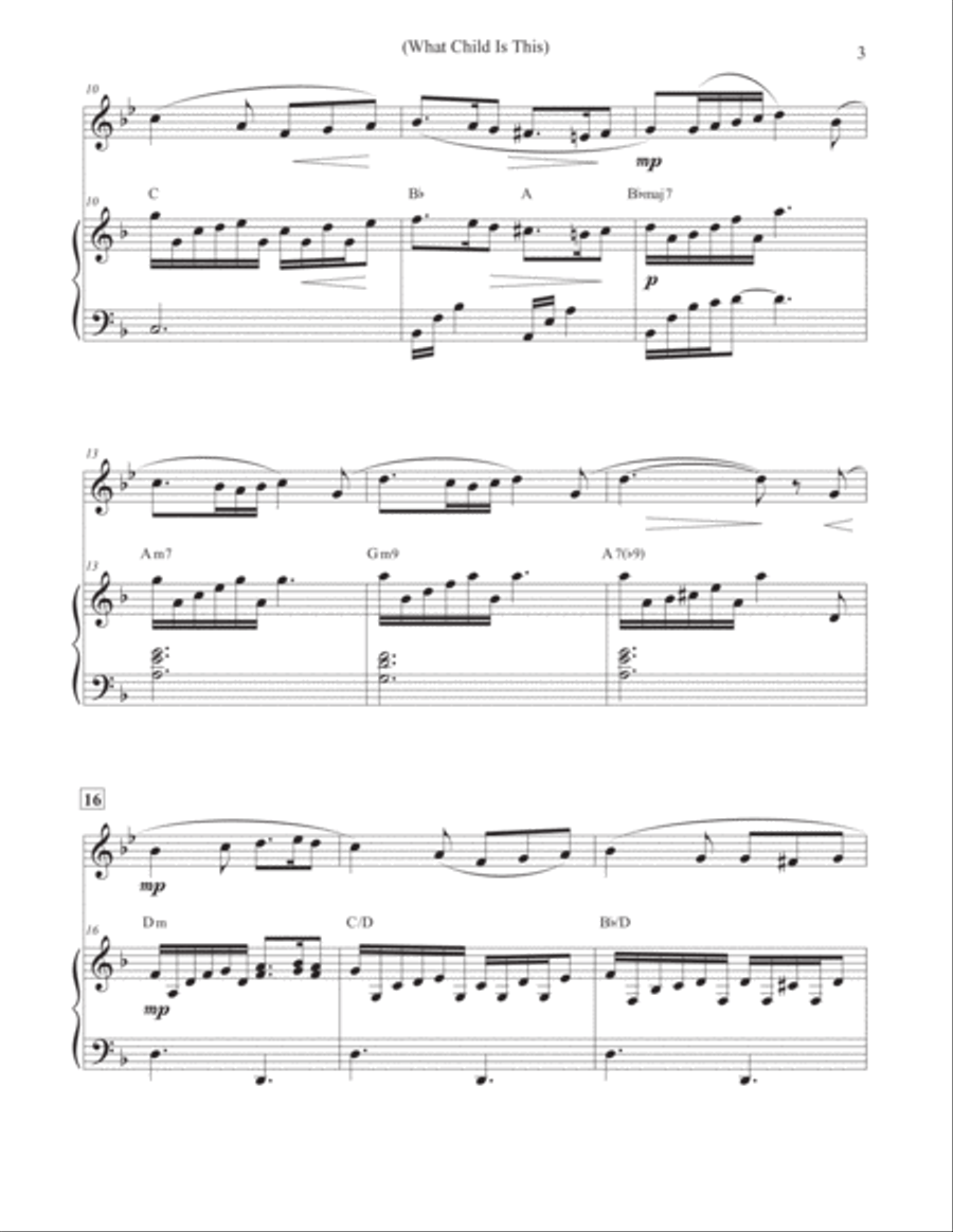 What Child Is This - Christmas Alto Flute & Piano Flute Solo scores gallery preview page 3