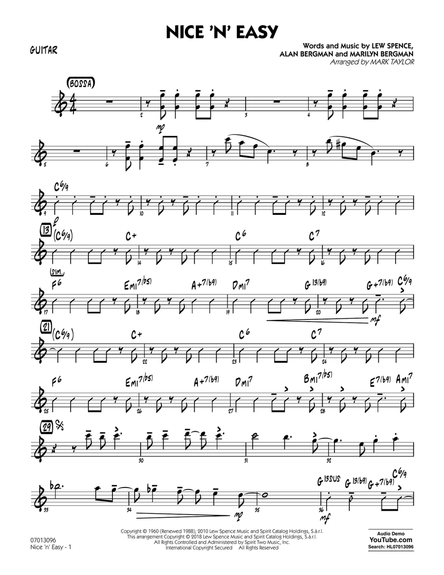 Nice 'n' Easy - Guitar Nice 'n' Easy - Guitar Jazz Ensemble scores gallery preview page 1