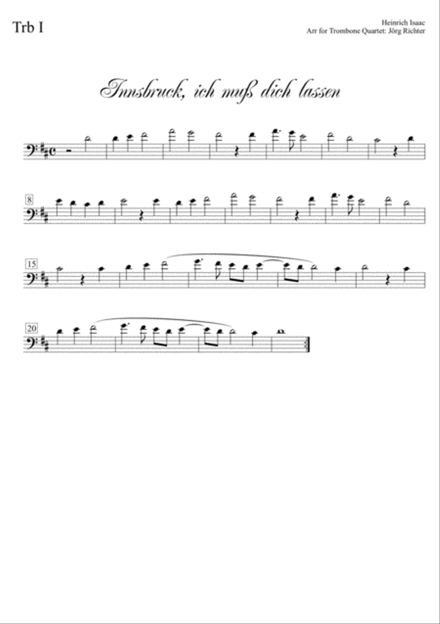 Innsbruck ich muss dich lassen für Posaunenquartett Brass Quartet scores gallery preview page 3