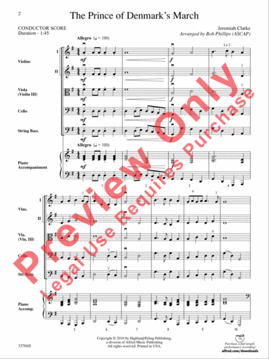 The Prince of Denmark's March String Orchestra scores gallery preview page 3