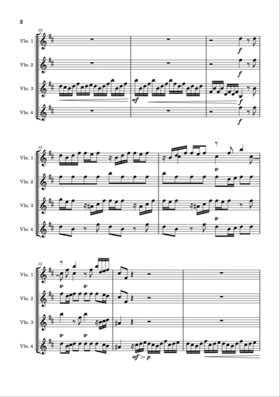 Vivaldi - L'Estro Armonico - Op.3 No.10 - Concerto for 4 Violins - RV 580: I. Allegro String Quartet scores gallery preview page 2