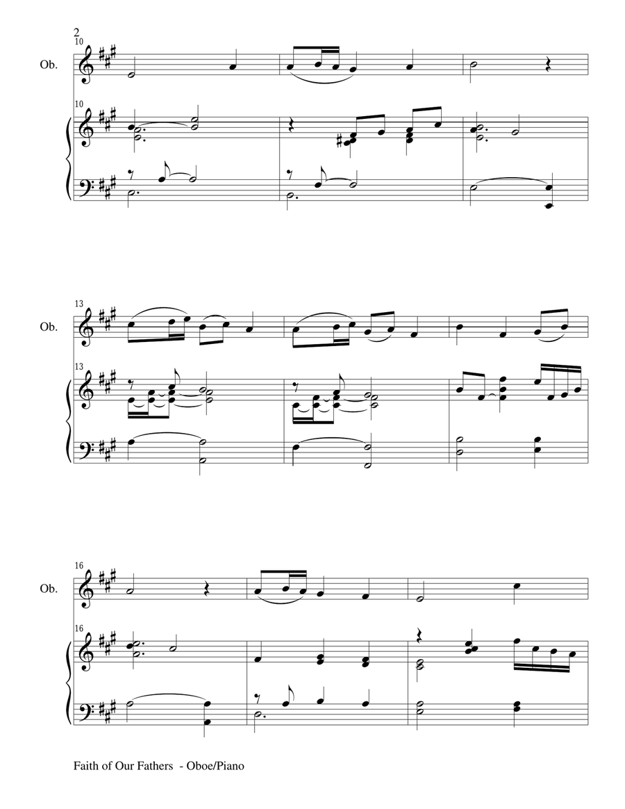 FAITH OF OUR FATHERS (Duet – Oboe and Piano/Score and Parts) Woodwind Duet scores gallery preview page 2