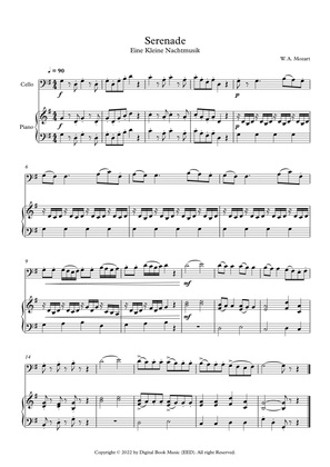 Book cover for Serenade (Eine Kleine Nachtmusik) - Wolfgang Amadeus Mozart (Cello + Piano)