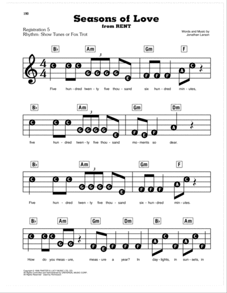 Seasons Of Love (from Rent) Piano, Vocal scores gallery preview page 1