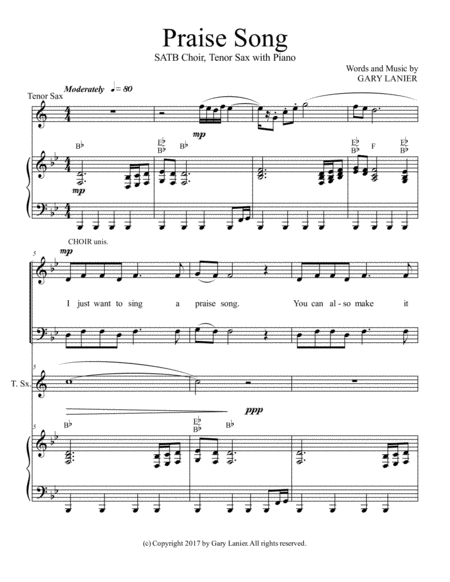 PRAISE SONG (SATB Choir, Tenor Sax with Piano) image number null