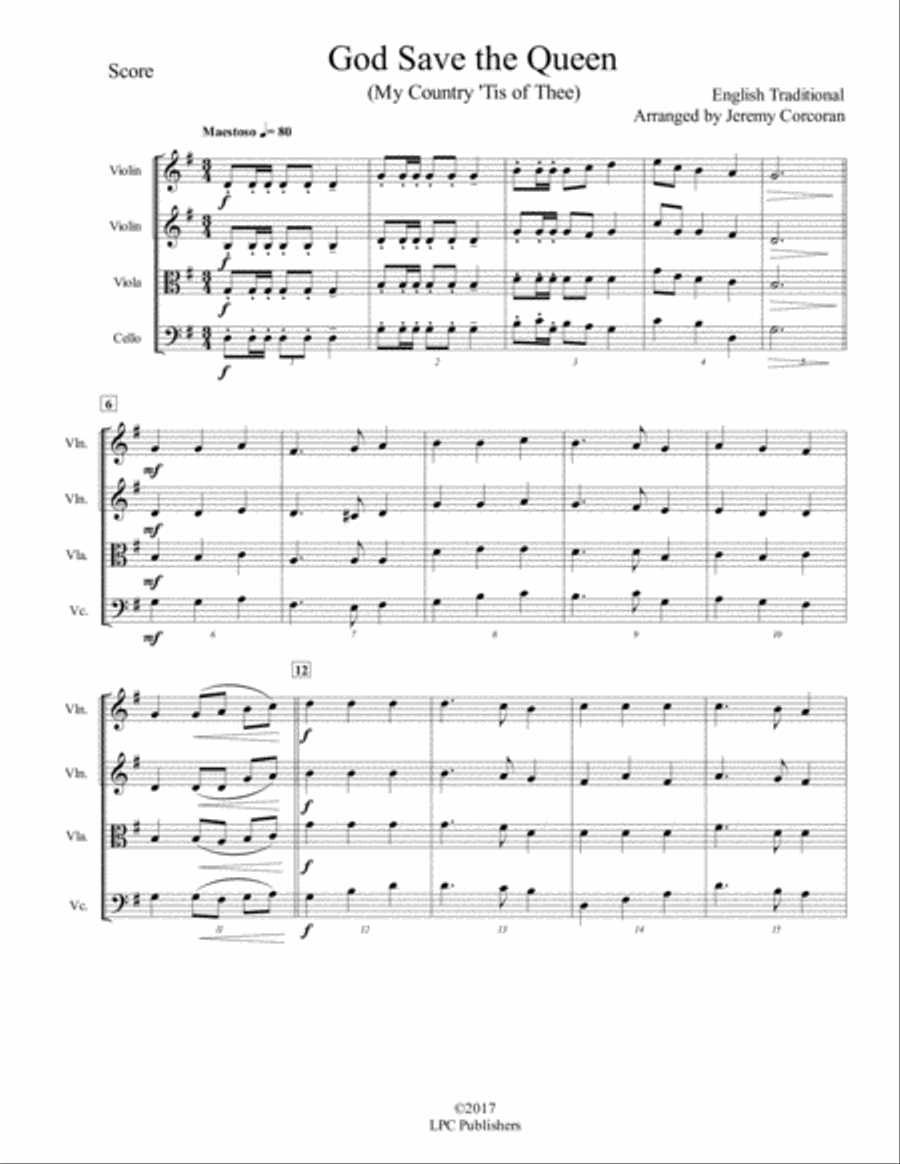 God Save the Queen (My Country Tis of Thee) String Trio scores gallery preview page 3