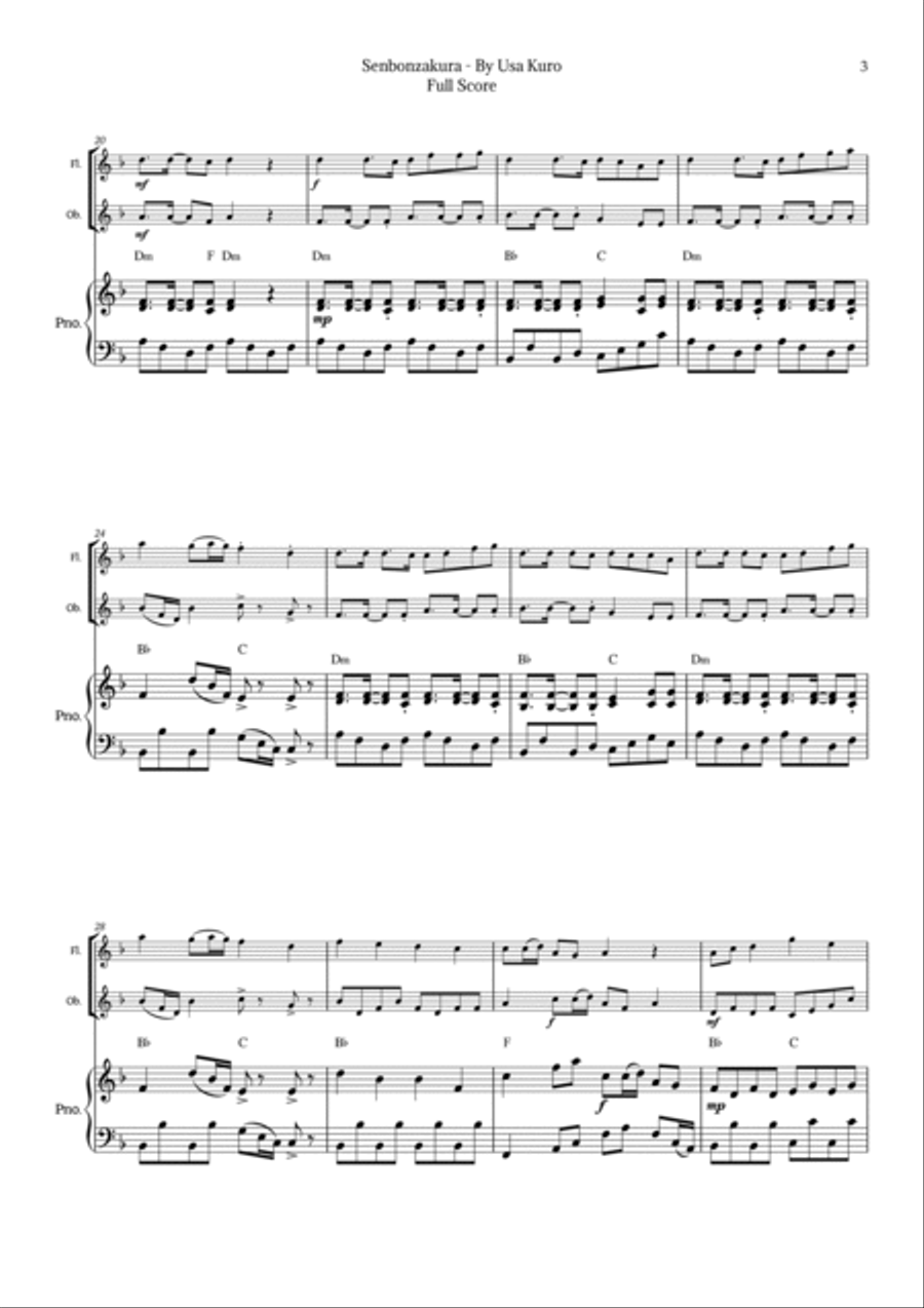 Senbonzakura Woodwind Duet scores gallery preview page 3