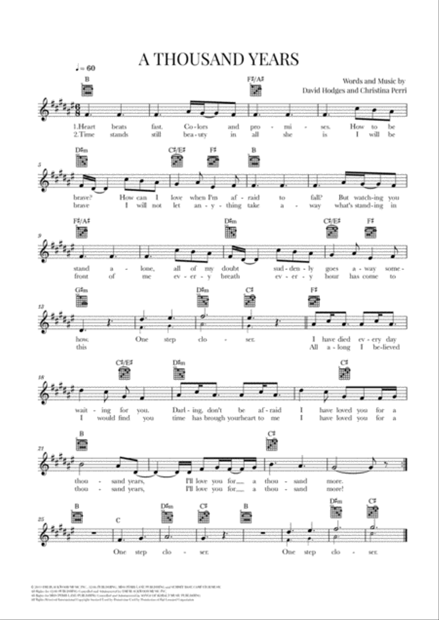A Thousand Years Guitar scores gallery preview page 1