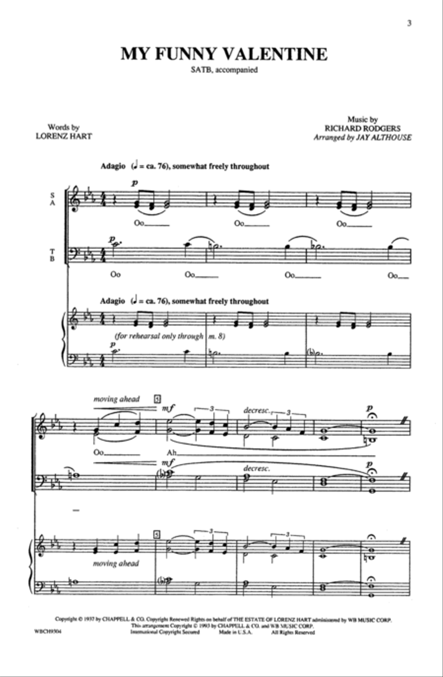 My Funny Valentine 4-Part scores gallery preview page 2