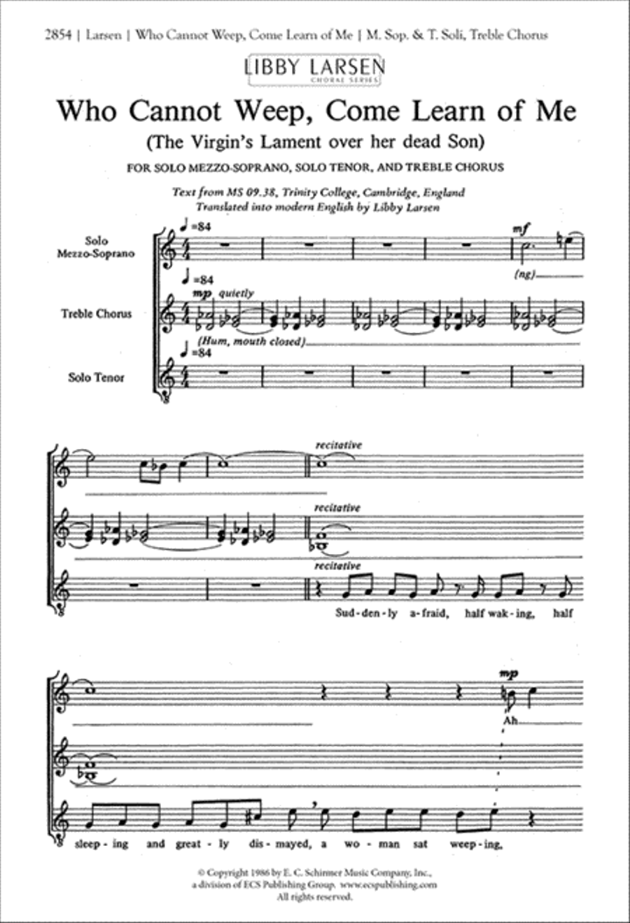 Who Cannot Weep, Come Learn of Me Women's Choir scores gallery preview page 1