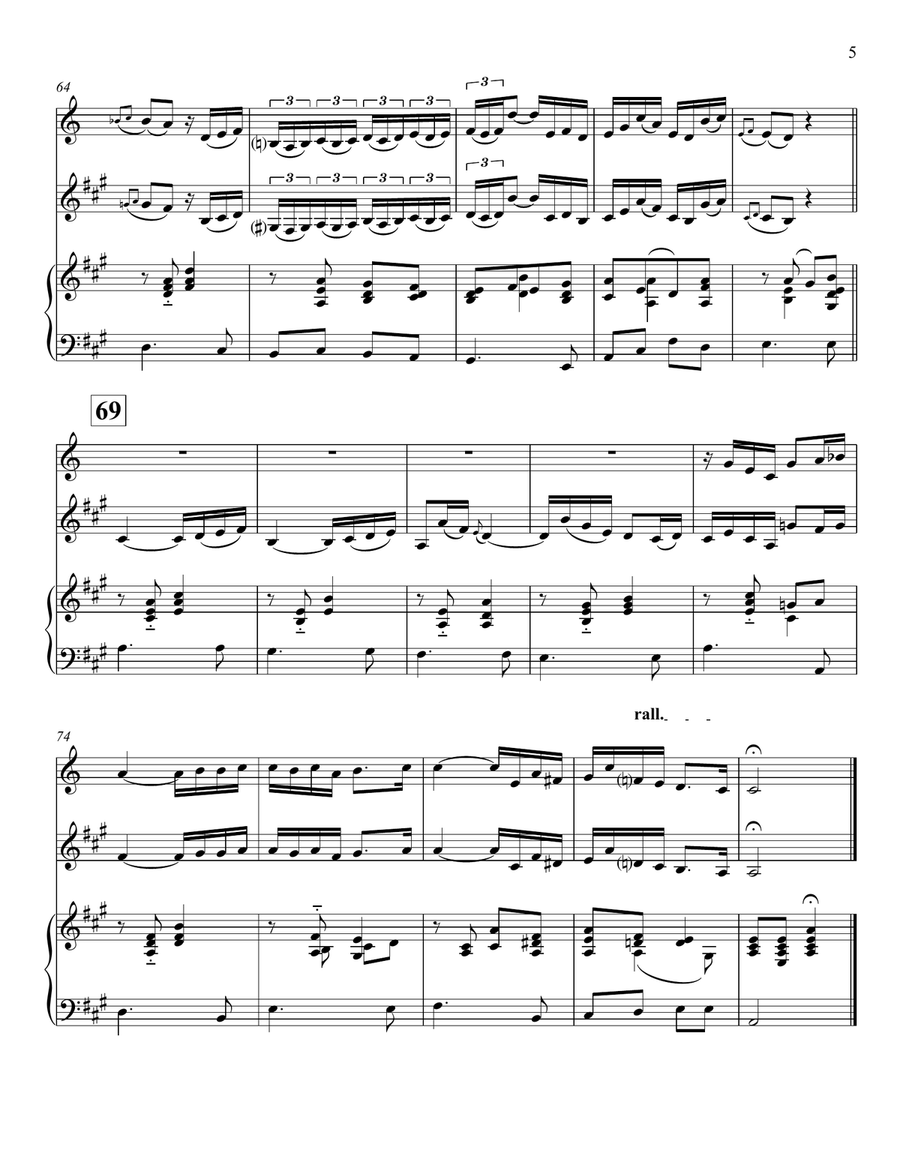 Arioso from Bach's Cantata BWV 156, arranged for piccolo trumpet, cello, and organ Small Ensemble scores gallery preview page 5