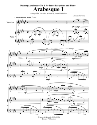 Book cover for Debussy: Arabesque 1 for Tenor Sax & Piano