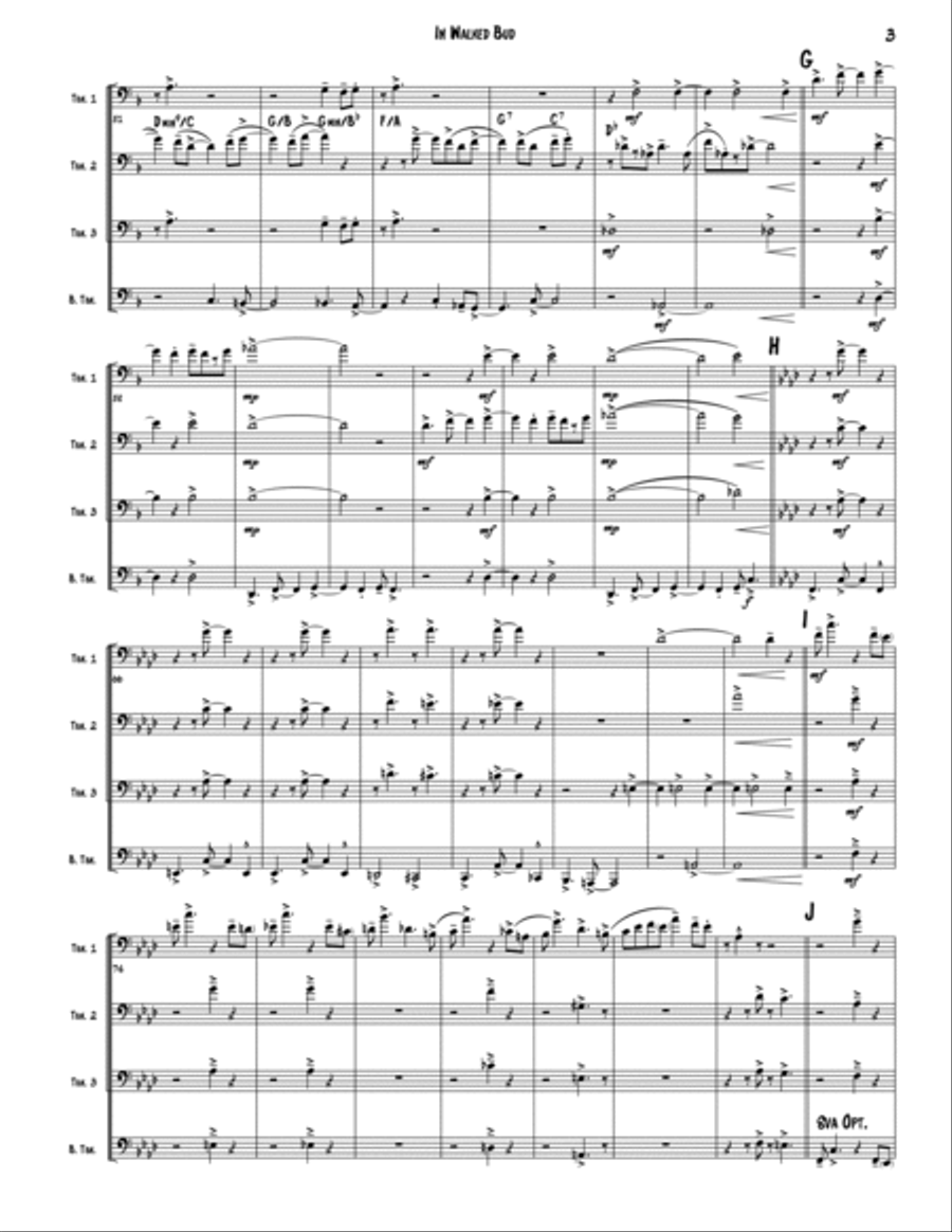 In Walked Bud Brass Quartet scores gallery preview page 3